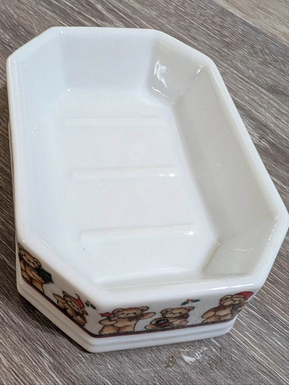 Ceramic Christmas Bear Pattern Toothbrush Cup and Soap Dish